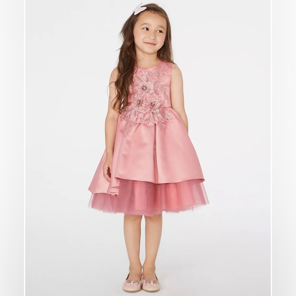 Rare Editions Toddler Girls Floral-Appliqué High-Low Dress Size 2T